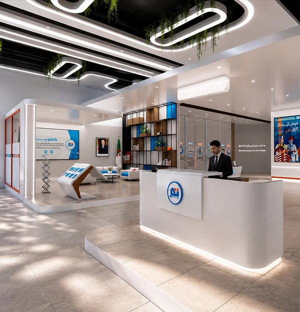 CACOBATPH virtual agency showcasing construction products and services in an immersive 3D environment