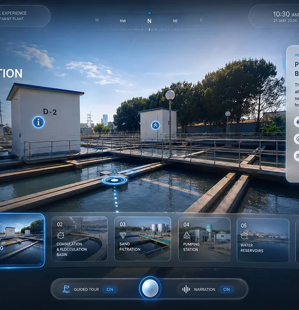 Immersive 360° industrial tour of SEAAL's Reghaïa wastewater treatment plant in Algeria