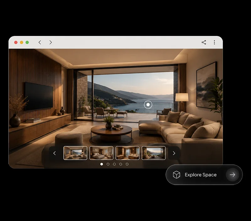Interactive virtual tour allowing remote exploration of physical spaces